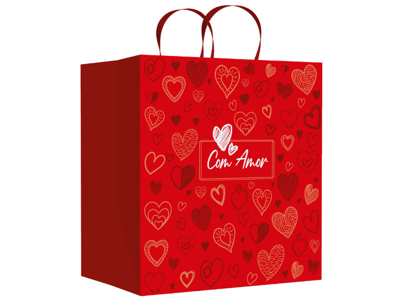 Sacola Com Amor 24x17x26 cm - Ideia Embalagens