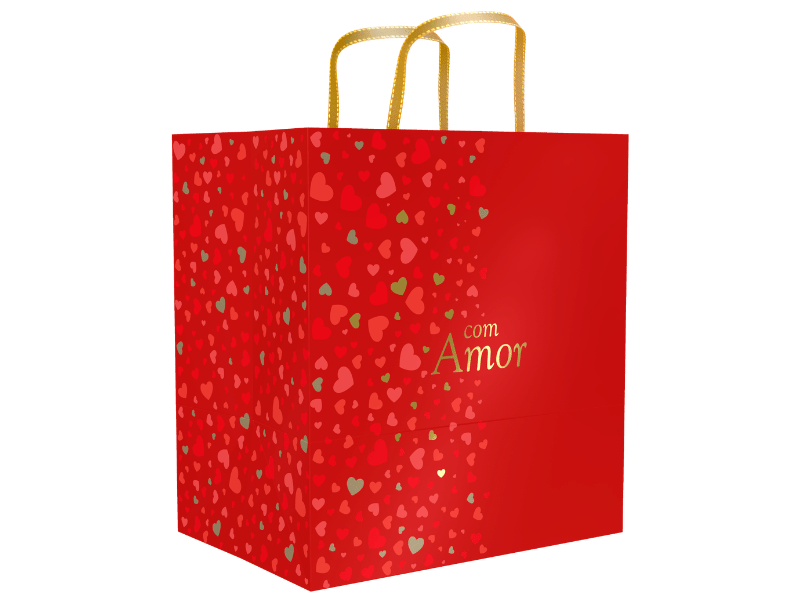 Sacola Com Amor Clássico 24x17x26 cm - Ideia Embalagens