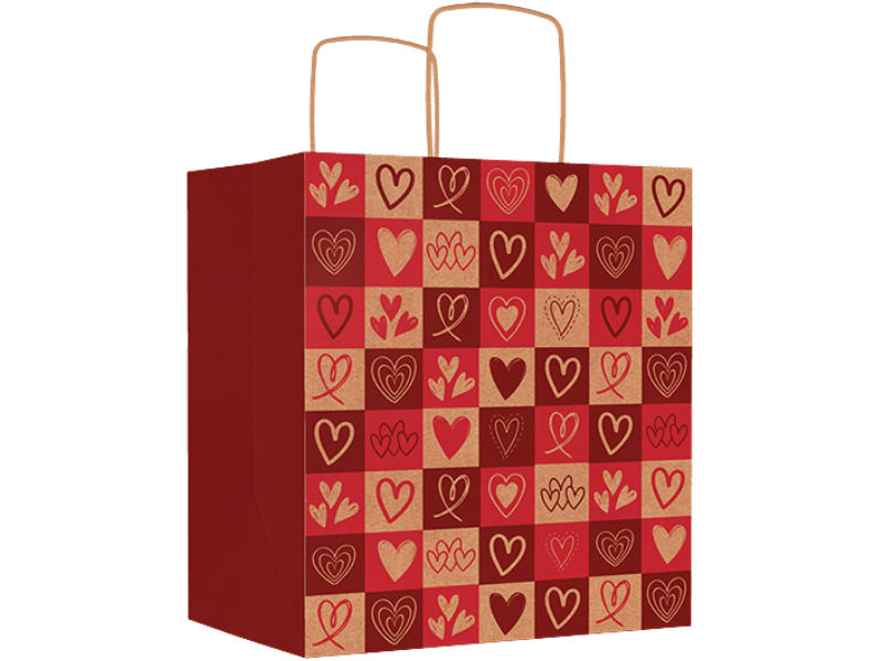 Sacola Kraft Corações 22x15x24 cm - Ideia Embalagens