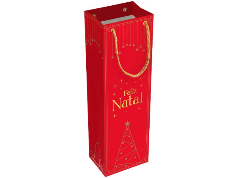 Sacola para Bebida Natal Luz 11x8x36 cm - Ideia Embalagens
