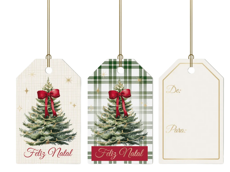 Tag Natalina Pinheiro 8x5 cm c/ 12 unidades - Cromus