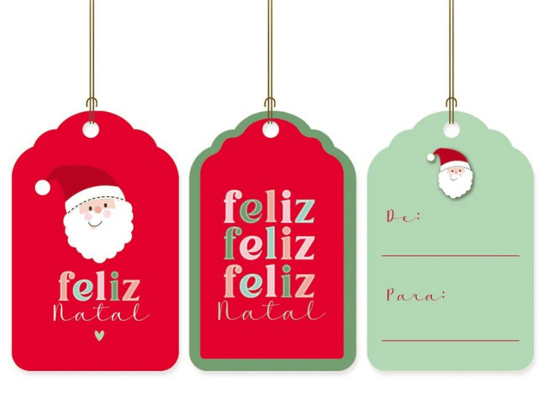 Tags Natalinas Feliz Natal 8x5 cm c/12 unidades - Cromus