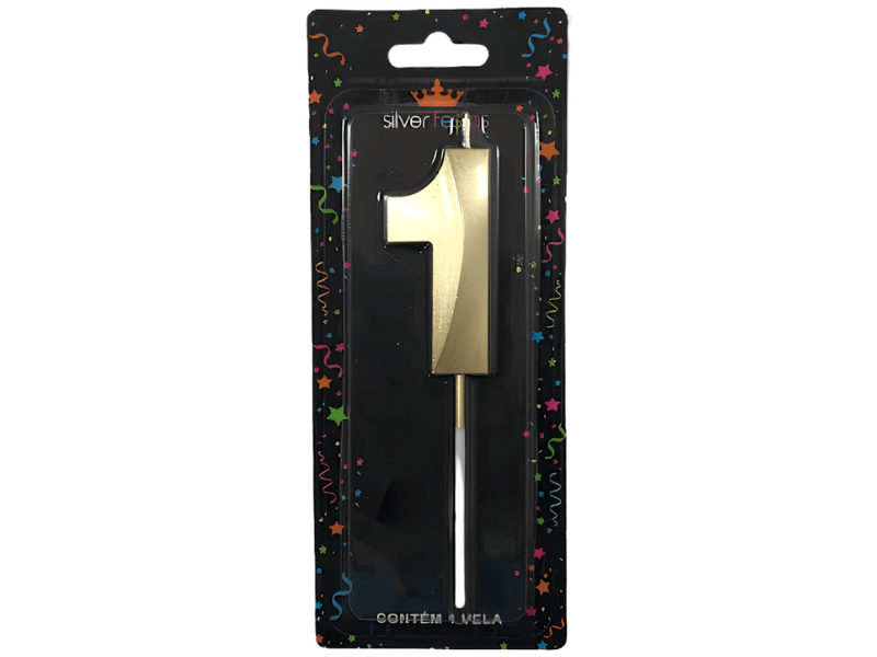 Vela de Aniversário Design Dourado N1 - Silver Festas