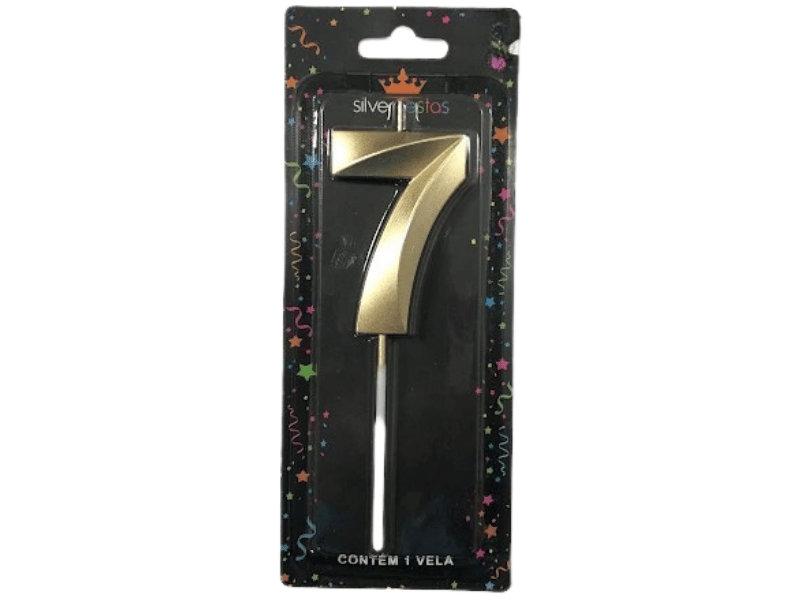 Vela de Aniversário Design Dourado N7 - Silver Festas