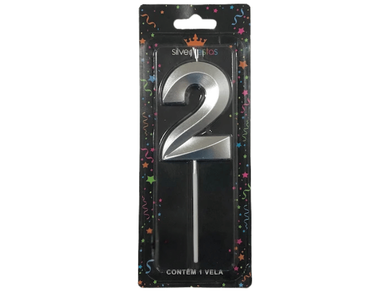 Vela de Aniversário Design Prata N2 - Silver Festas