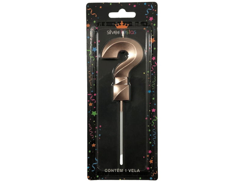Vela de Aniversário Design Rosa Gold Interrogação - Silver Festas