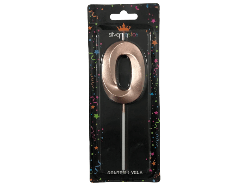 Vela de Aniversário Design Rosa Gold N0 - Silver Festas