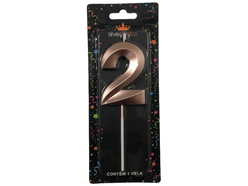 Vela de Aniversário Design Rosa Gold N2 - Silver Festas