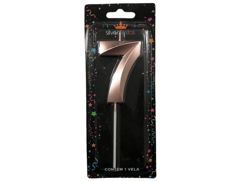 Vela de Aniversário Design Rosa Gold N7 - Silver Festas