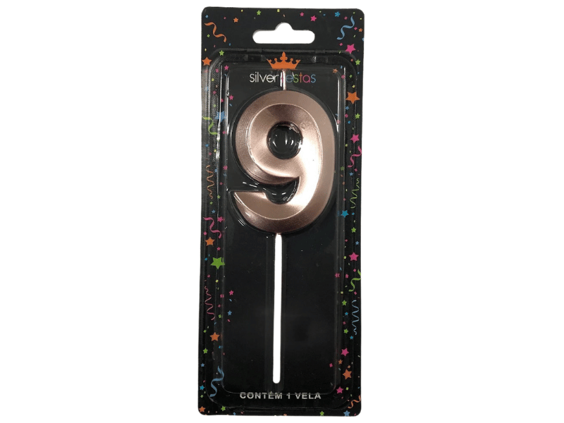 Vela de Aniversário Design Rosa Gold N9 - Silver Festas