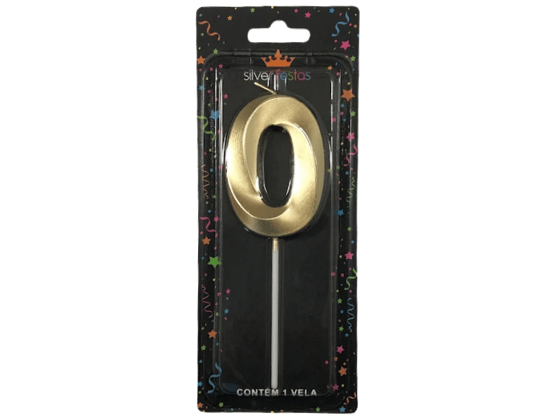 Vela de Aniversário Design Dourado N0 - Silver Festas