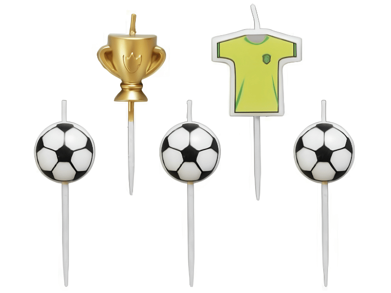 Vela de Aniversário Futebol Copa Brasil c/ 5 unidades - Silver Festas