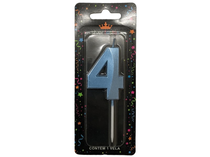 Vela de Aniversário Mini Design Azul N4 - Silver Festas