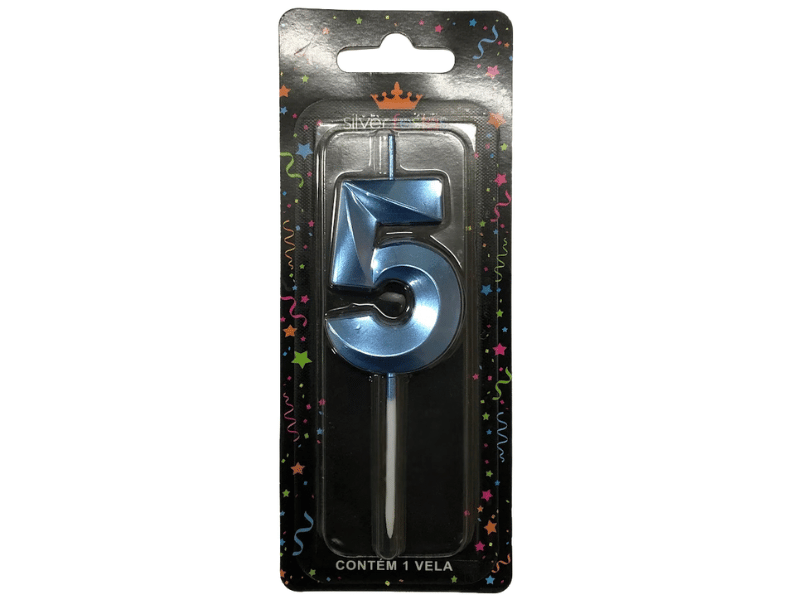 Vela de Aniversário Mini Design Azul N5 - Silver Festas