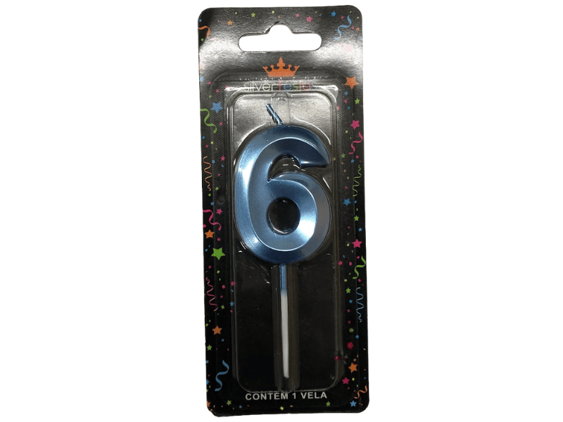 Vela de Aniversário Mini Design Azul N6 - Silver Festas