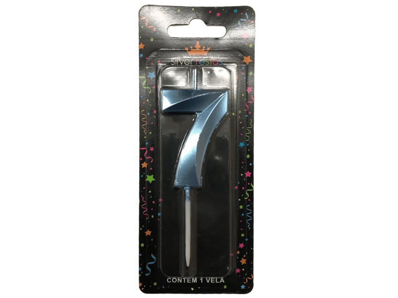 Vela de Aniversário Mini Design Azul N7 - Silver Festas