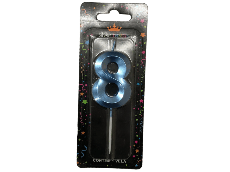 Vela de Aniversário Mini Design Azul N8 - Silver Festas