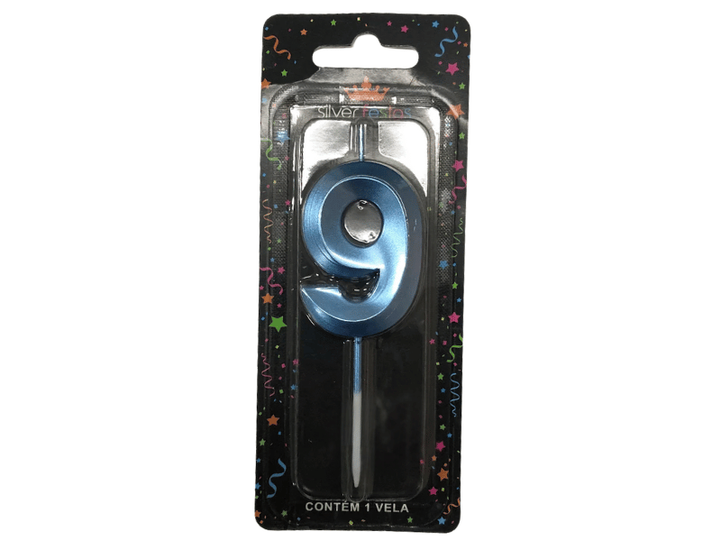 Vela de Aniversário Mini Design Azul N9 - Silver Festas
