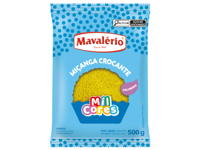 Confeito Miçanga Nº 0 Amarelo 500g - Mavalério