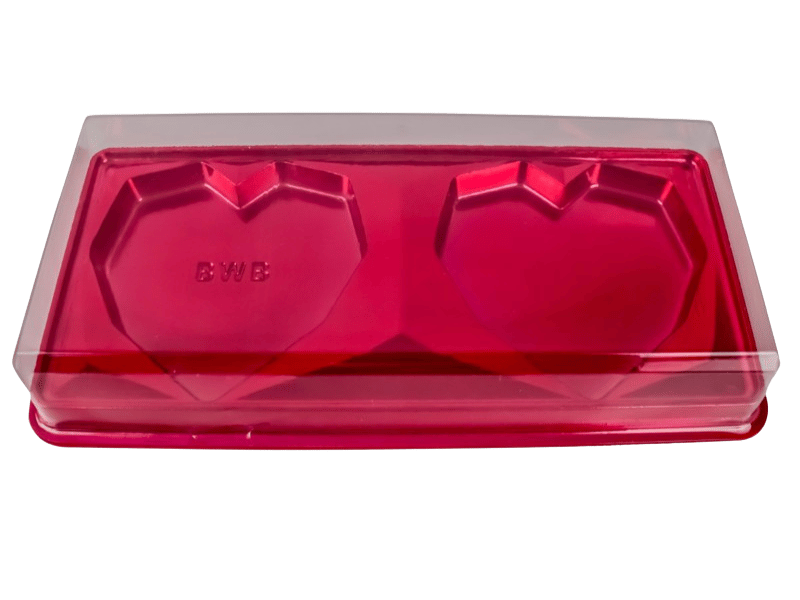 Caixa Coração Lapidado Vermelho 200g c/ 2 Cavidades N14052 - Bwb