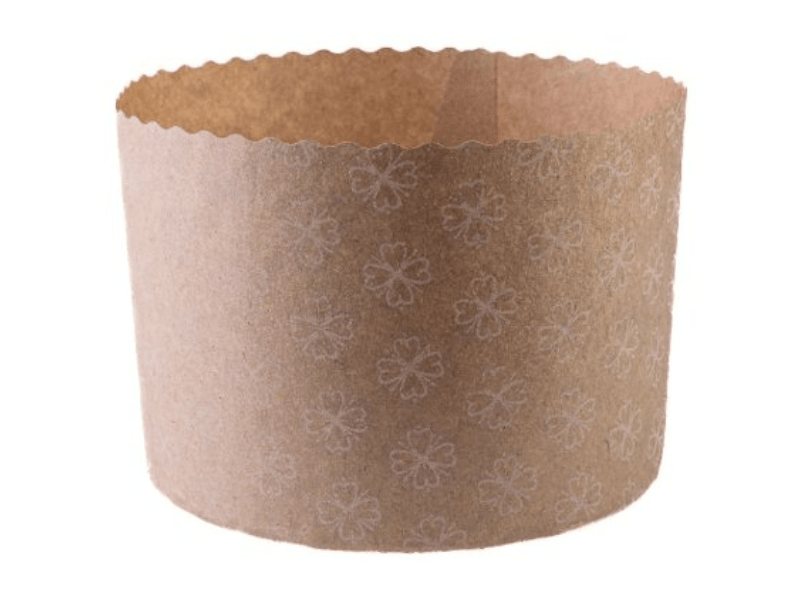 Forma de Panetone Kraft Fiori Branco 100g c/ 12 unidades - Ecopack