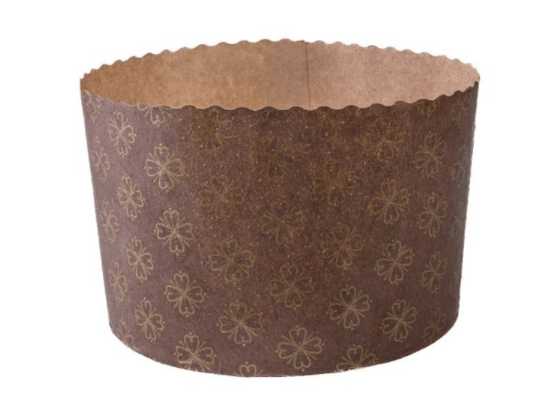 Forma de Panetone Kraft Marrom Fiori Ouro 100g c/ 12 unidades - Sulformas