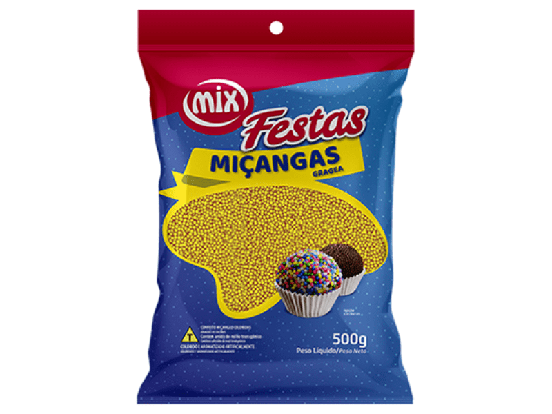 Confeito Miçangas Amarelo 500g - Mix