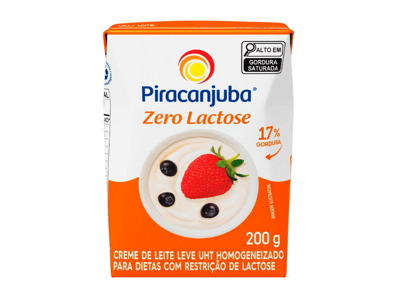 Creme de Leite 17% de Gordura Zero Lactose 200g - Piracanjuba 