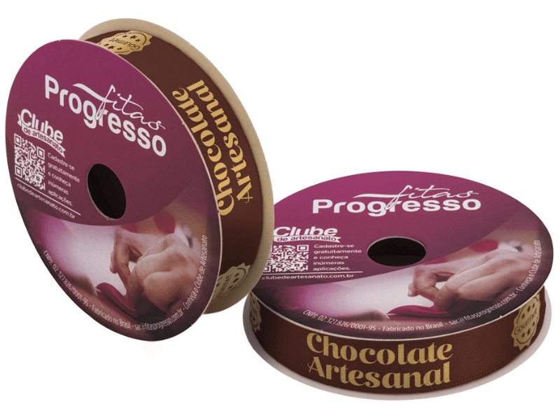 Fita de Cetim Decorativa Páscoa Chocolate Artesanal nº 3 ECF003H Cor 524 - Progresso
