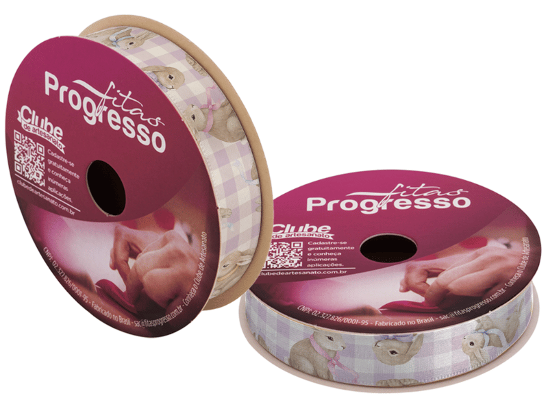 Fita de Cetim Decorativa Páscoa Coelho Xadrez nº 3 ECF003TR Cor 101 - Progresso