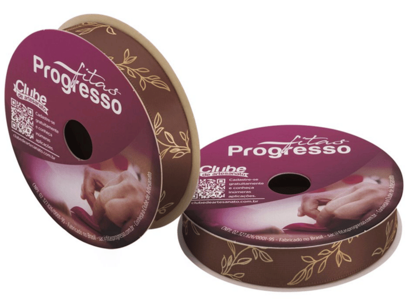 Fita de Cetim Decorativa Páscoa Ramos Marrom nº 3 ECF003H Cor 525 - Progresso