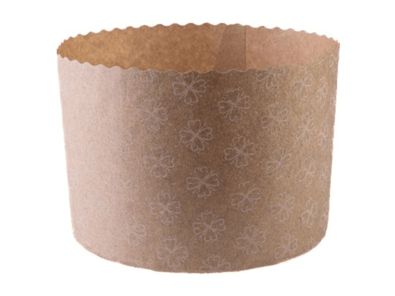 Forma de Panetone Kraft Fiori Branco 500g c/ 12 unidades - Sulformas