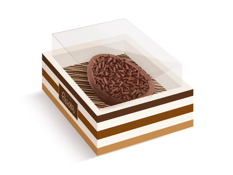 Caixa para Meio Ovo de 350g New Moldura Tons de Chocolate c/ 6 unidades - Cromus