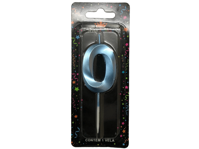 Vela de Aniversário Mini Design Azul N0 - Silver Festas