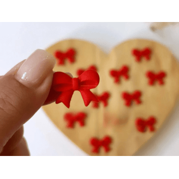 Biscuit Comestível Laços Vermelho c/ 10 unidades -  Meninas do Açúcar