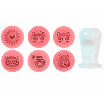 Carimbo Marcador Ursinho Rosa c/ 7 peças - BlueStar