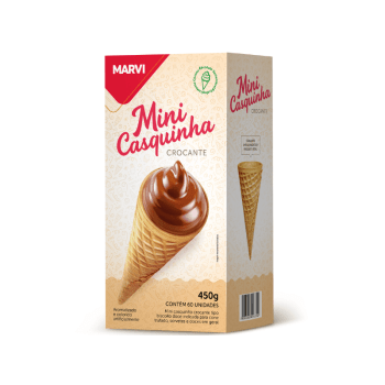 Casquinha para Sorvete Mini Baunilha c/ 60 unidades 450g - Marvi