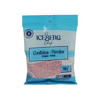 Confeito Miçanga Perolado Rosa 80g - Iceberg