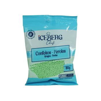 Confeito Miçanga Perolado Verde 80g - Iceberg