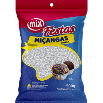 Confeito Miçangas Branca 500g - Mix 