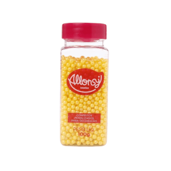 Confeito Pérolas Amarelo 4mm 100g - Allonsy
