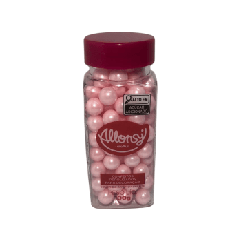 Confeito Pérolas Rosa 10mm 100g - Allonsy