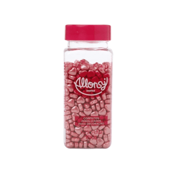 Confeito Shapes Coração Vermelho Pequeno 100g - Allonsy