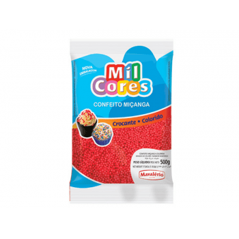 Confeito Miçanga Vermelha N0 500g - Mavalério