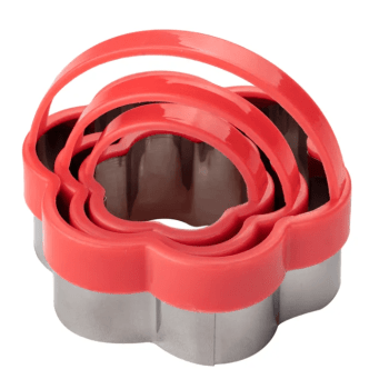 Cortador Flor Plástico Inox Vermelho c/ 3 unidades - Allonsy
