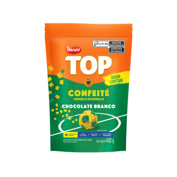 Granulado Harald Top Confeité Verde Amarelo Chocolate branco 400g Granulado Harald Top Confeité Verde Amarelo Chocolate branco 400g