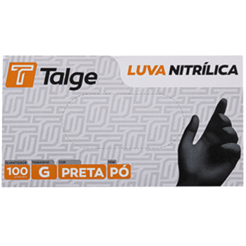 Luva Nitrílica Preta s/ Pó Tamanho G - Talge