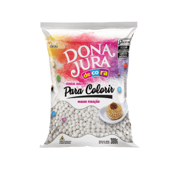 Mini Cereal Dona Jura Crocante Branco p/ Colorir 300g - Cacau Food