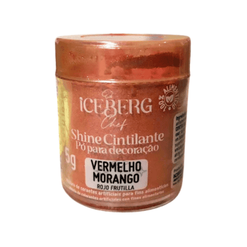 Pó para Decoração Alimentício Cintilante Vermelho Morango - Iceberge  