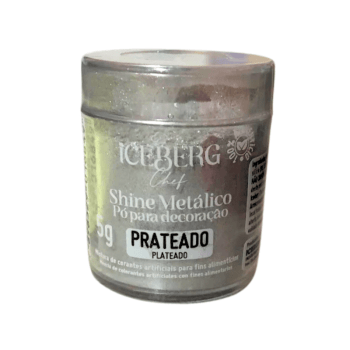 Pó para Decoração Alimentício Metálico Prateado - Iceberge  